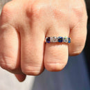 Vintage 2000s Sapphire & Diamond Bar Set Five-Stone Ring in 18ct Yellow Gold
