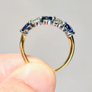 Vintage 2000s Sapphire & Diamond Bar Set Five-Stone Ring in 18ct Yellow Gold