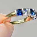Vintage 2000s Sapphire & Diamond Bar Set Five-Stone Ring in 18ct Yellow Gold