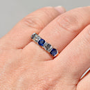 Vintage 2000s Sapphire & Diamond Bar Set Five-Stone Ring in 18ct Yellow Gold