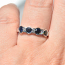 Sapphire and Diamond Half Eternity Band in 18ct White Gold