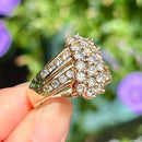 Vintage 14ct Yellow Gold Diamond Cluster Ring, Approx. 2.2ct