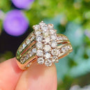 Vintage 14ct Yellow Gold Diamond Cluster Ring, Approx. 2.2ct