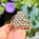 Vintage 14ct Yellow Gold Diamond Cluster Ring, Approx. 2.2ct