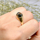 Vintage Moss Agate Signet Ring in 9ct Yellow Gold