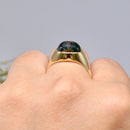 Vintage Moss Agate Signet Ring in 9ct Yellow Gold