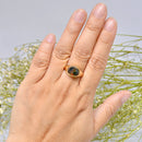 Vintage Moss Agate Signet Ring in 9ct Yellow Gold