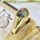 Vintage Moss Agate Signet Ring in 9ct Yellow Gold