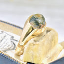 Vintage Moss Agate Signet Ring in 9ct Yellow Gold