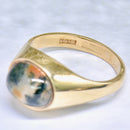 Vintage Moss Agate Signet Ring in 9ct Yellow Gold
