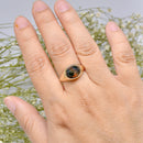 Vintage Moss Agate Signet Ring in 9ct Yellow Gold