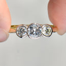 Vintage 1990s Trilogy Diamond Ring in 18ct Yellow Gold (Approx. 1.0ct)
