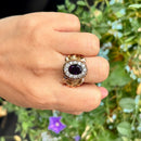 Antique Art Nouveau Amethyst & Old-Cut Diamond Figural Cluster Ring, Circa 1900