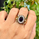 Antique Art Nouveau Amethyst & Old-Cut Diamond Figural Cluster Ring, Circa 1900