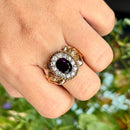 Antique Art Nouveau Amethyst & Old-Cut Diamond Figural Cluster Ring, Circa 1900