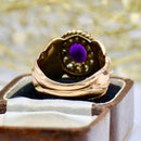 Antique Art Nouveau Amethyst & Old-Cut Diamond Figural Cluster Ring, Circa 1900