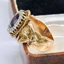 Antique Art Nouveau Amethyst & Old-Cut Diamond Figural Cluster Ring, Circa 1900