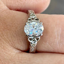 Contemporary White Quartz & Diamond 9ct White Gold Celtic Ring