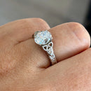 Contemporary White Quartz & Diamond 9ct White Gold Celtic Ring