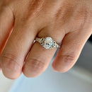 Contemporary White Quartz & Diamond 9ct White Gold Celtic Ring
