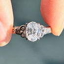 Contemporary White Quartz & Diamond 9ct White Gold Celtic Ring