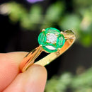 Vintage 1990s Emerald and Diamond Cluster Ring in 18ct Yellow Gold