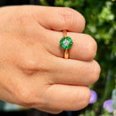 Vintage 1990s Emerald and Diamond Cluster Ring in 18ct Yellow Gold