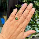 Vintage 1990s Emerald and Diamond Cluster Ring in 18ct Yellow Gold