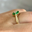 Vintage 1990s Emerald and Diamond Cluster Ring in 18ct Yellow Gold
