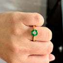 Vintage 1990s Emerald and Diamond Cluster Ring in 18ct Yellow Gold