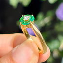Vintage 1990s Emerald and Diamond Cluster Ring in 18ct Yellow Gold