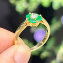 Vintage 1990s Emerald and Diamond Cluster Ring in 18ct Yellow Gold