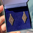 Vintage 3-Tone Textured Articulated Gate Links Design Dangle Earrings in 9ct Yellow Gold