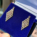 Vintage 3-Tone Textured Articulated Gate Links Design Dangle Earrings in 9ct Yellow Gold