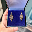 Vintage 3-Tone Textured Articulated Gate Links Design Dangle Earrings in 9ct Yellow Gold