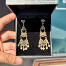 Vintage 3-Tier Diamond-Cut Chandelier Earrings in 9ct Yellow Gold