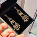 Vintage 3-Tier Diamond-Cut Chandelier Earrings in 9ct Yellow Gold