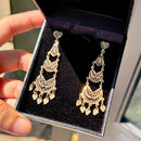 Vintage 3-Tier Diamond-Cut Chandelier Earrings in 9ct Yellow Gold