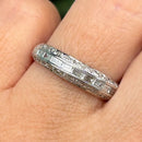 Contemporary Three-Row Art Deco Design Diamond Ring in 9ct White Gold (Approx. 0.95ct)