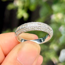 Contemporary Three-Row Art Deco Design Diamond Ring in 9ct White Gold (Approx. 0.95ct)