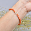 Antique Salmon Pink Coral Bead Bracelet with 9ct Gold Clasp – 7 Inches