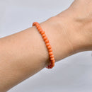Antique Salmon Pink Coral Bead Bracelet with 9ct Gold Clasp – 7 Inches