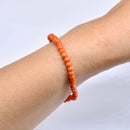 Antique Salmon Pink Coral Bead Bracelet with 9ct Gold Clasp – 7 Inches