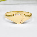 Vintage 1980s 9ct Yellow Gold Ladies Heart-Shaped Signet Ring