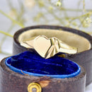 Vintage 1980s 9ct Yellow Gold Ladies Heart-Shaped Signet Ring
