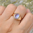 Vintage 9ct Yellow Gold Moonstone Signet Ring