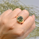 Vintage 1960s 9ct Yellow Gold Moss Agate Signet Ring