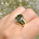 Vintage 1960s 9ct Yellow Gold Moss Agate Signet Ring