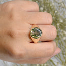 Vintage 1960s 9ct Yellow Gold Moss Agate Signet Ring