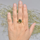 Vintage 1960s 9ct Yellow Gold Moss Agate Signet Ring